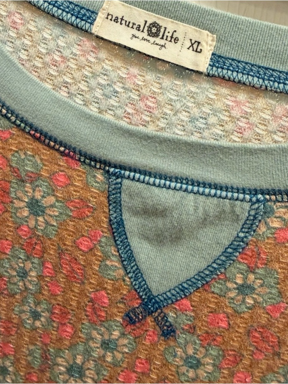 Natural Life Mix & Match Waffle Pajama Top - Floral - XL - Picture 3 of 7